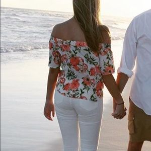Off the shoulder flower top